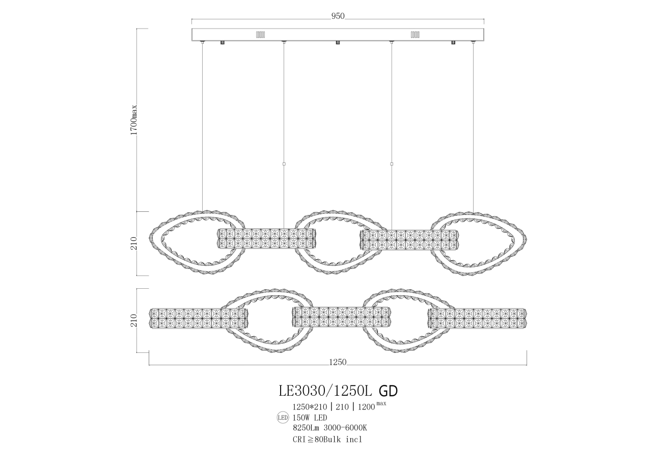 подвесная люстра veronique le3030/1250l gd
