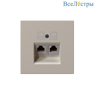 Интернет-розетка RJ45 двойная с накладкой, цвет Сахара Jasmart FD6106SH