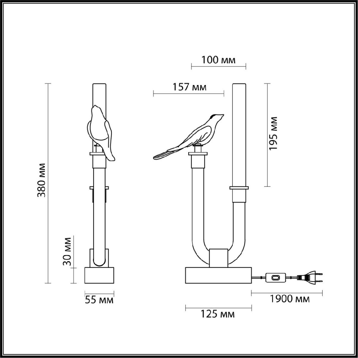настольная лампа odeon light lark l-vision 5431/2tl