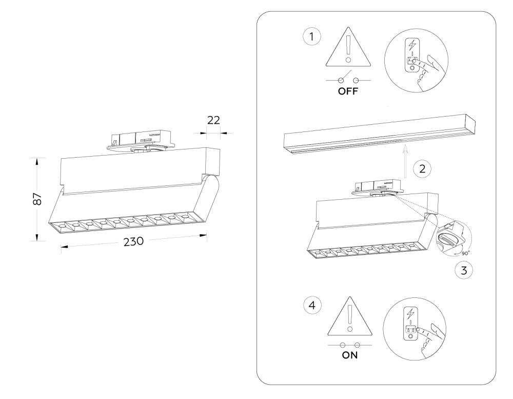 трековый однофазный светильник ambrella light track system gl6815