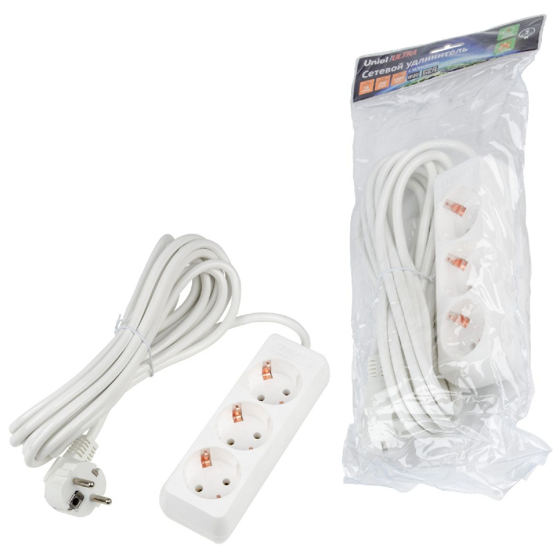 удлинитель бытовой uniel ultra s-gcu3-5 white ul-00010002