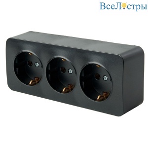 Розетка тройная 2P+PE Stekker София черный матовый MST16-13-05 49502