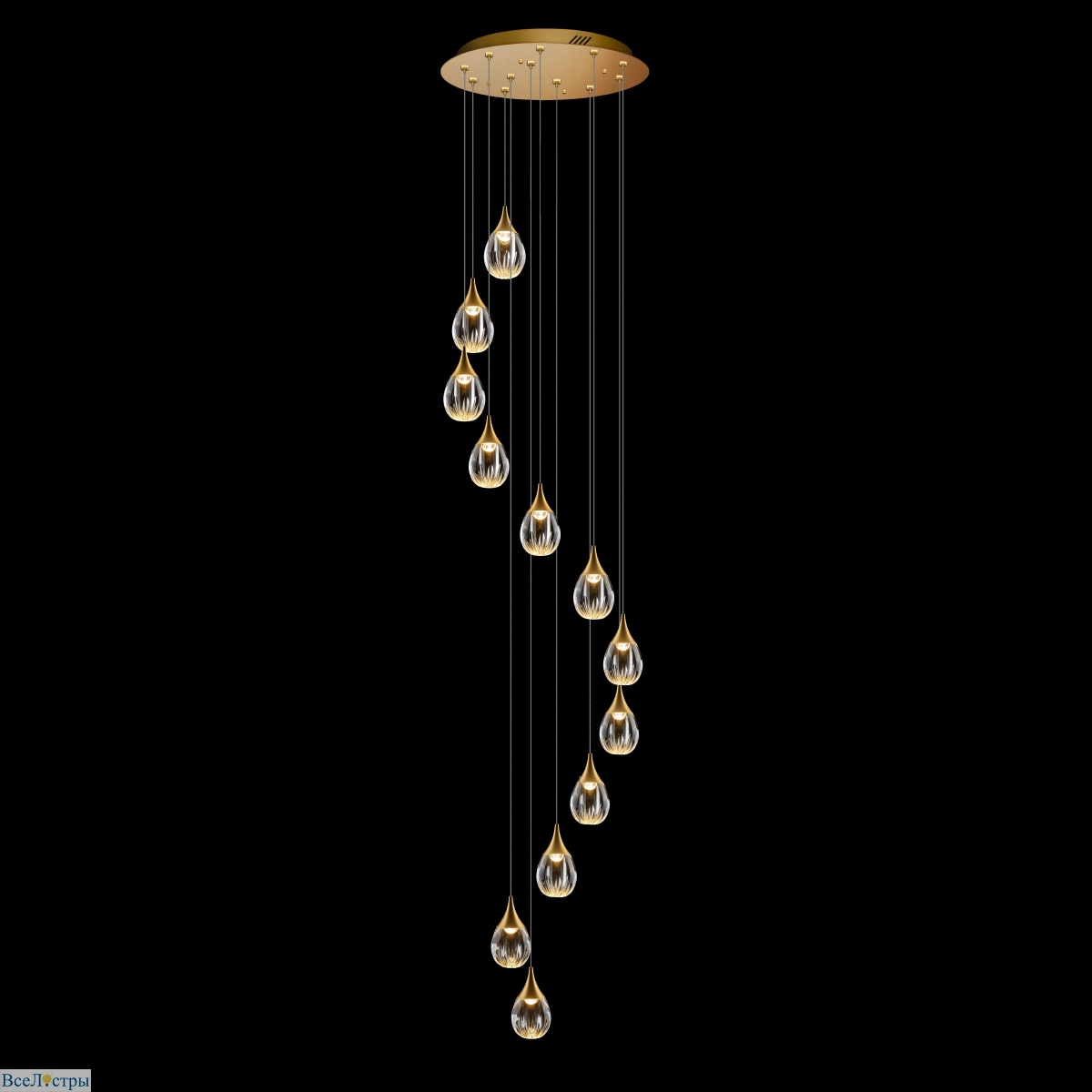 каскадная люстра delight collection stilla md24001004-12a gold/clear