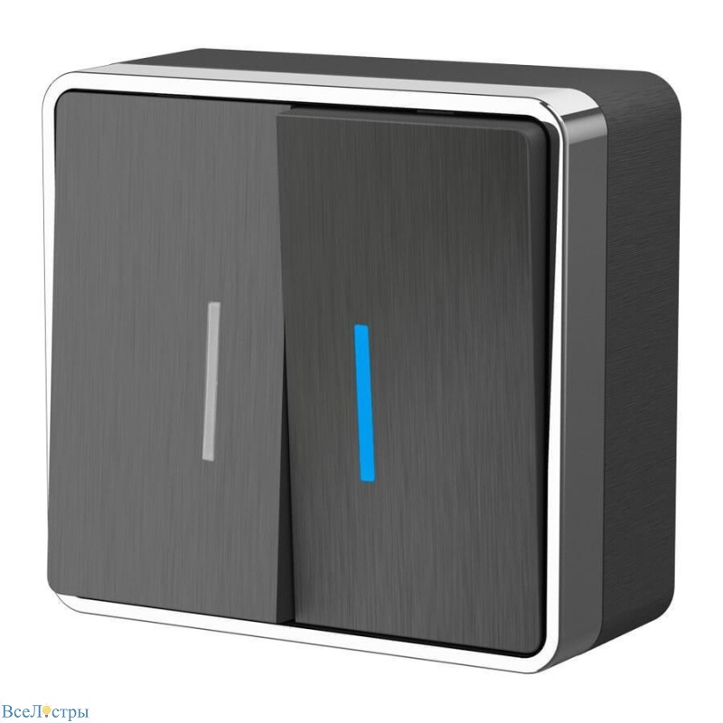 выключатель двухклавишный с подсветкой werkel gallant графит рифленый w5020104 4690389164194