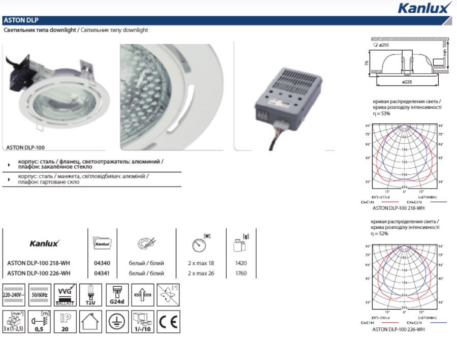 встраиваемый светильник kanlux aston 4340