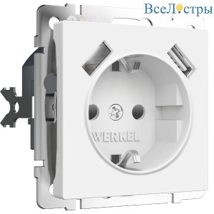 Розетка с заземлением, шторками и USBх2 Werkel 4690389191992 W1171561 a062406