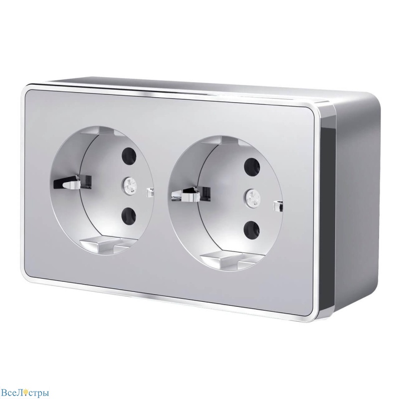 розетка двойная с заземлением werkel gallant серебряный w5072106 4690389167188