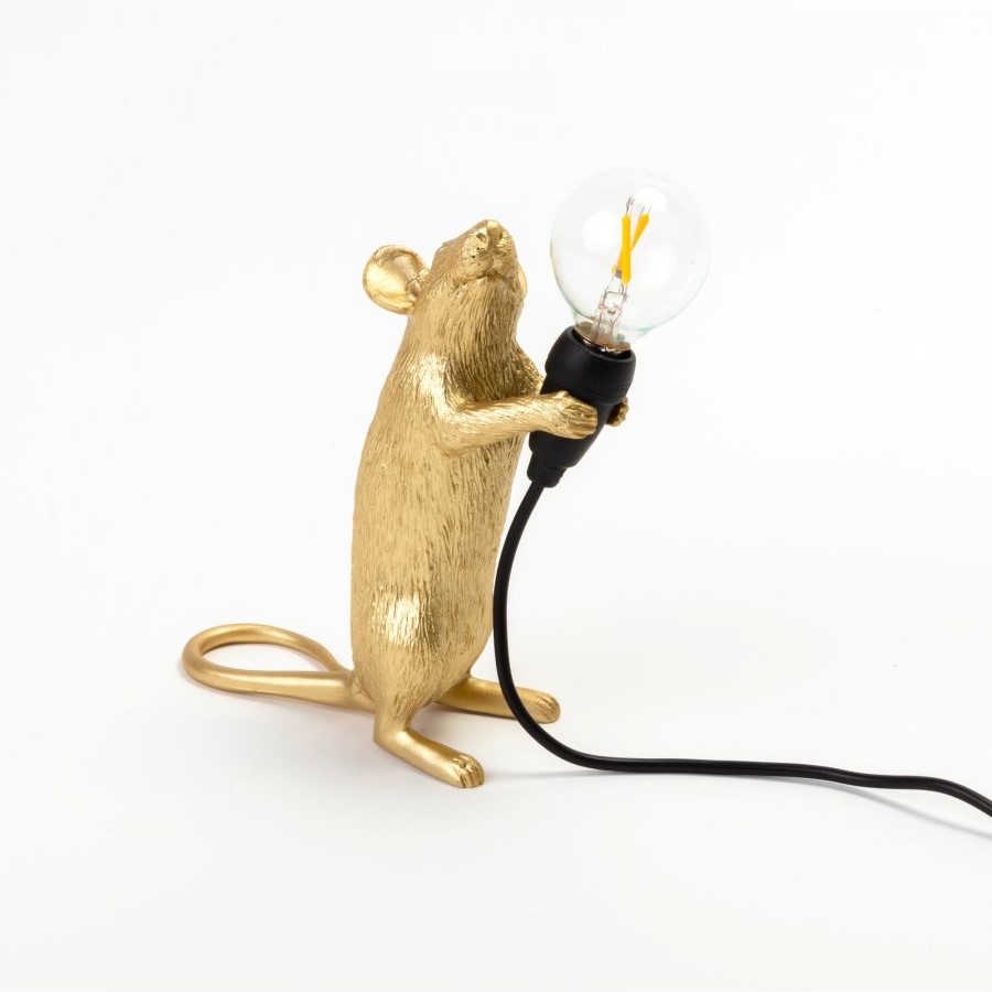 настольная лампа mouse lamp standing gold usb seletti