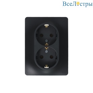 Розетка 2-ая с/з, 16А (в сборе) Systeme Electric Glossa Антрацит GSL000724