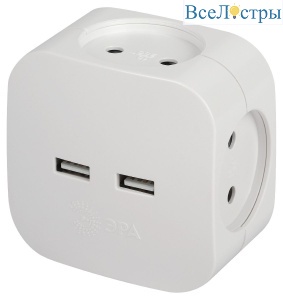 Разветвитель электрический Эра SP-4-USB-W Б0049532