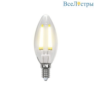 Лампа светодиодная филаментная (UL-00000199) Uniel E14 6W 3000K прозрачная LED-C35-6W/WW/E14/CL PLS02WH