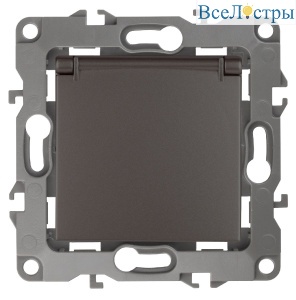 Розетка 2P+E Schuko со шторками с крышкой Эра 12-2103-13 Б0019328
