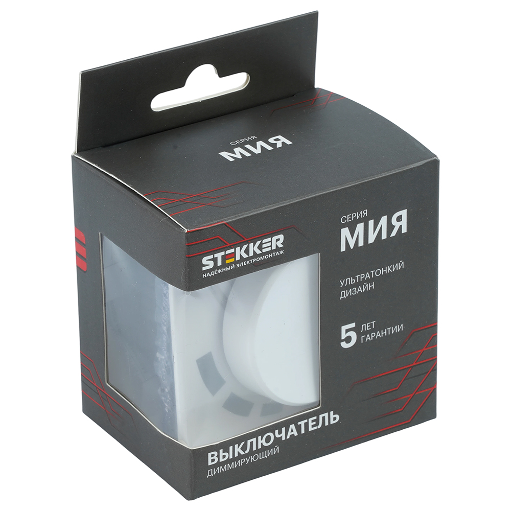 выключатель диммирующий stekker мия rsw10-3106-01 белая магнолия 50566