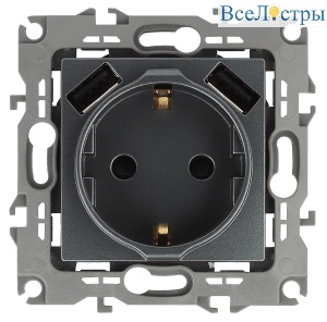Розетка 2P+E со шторками и 2xUSB Эра 12-4109-12 Б0047846