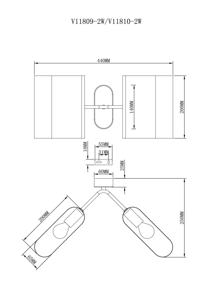 бра moderli metalicana v11809-2w