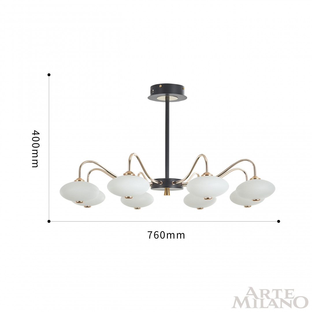 люстра на штанге arte milano 273908/8 bk/gd