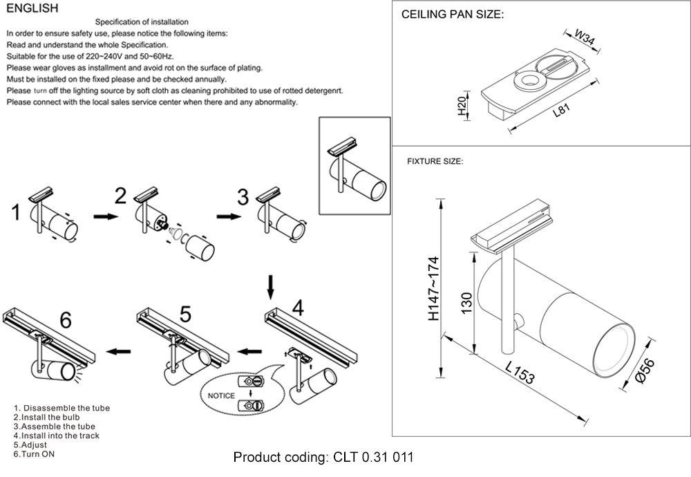 трековый светильник crystal lux clt 0.31 011 wh