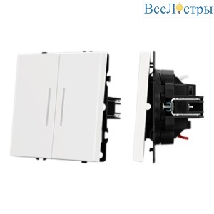 Механизм звонкового выключателя двухклавишный Arlight LED SWT-NOBE-MKR2-SFPL-L-WH (230V, 10A) (Белый кварц) 061745(1)