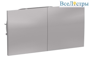 Розетка с/з двойная, со шторками, с крышкой, 16А, в сборе Systeme Electric AtlasDesign Алюминий ATN000328