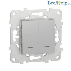 Выключатель двухклавишный Schneider Electric Unica New NU521130N
