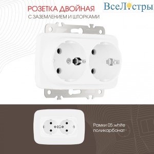 Розетка двойная с заземлением Arte Milano 205.40-2.white