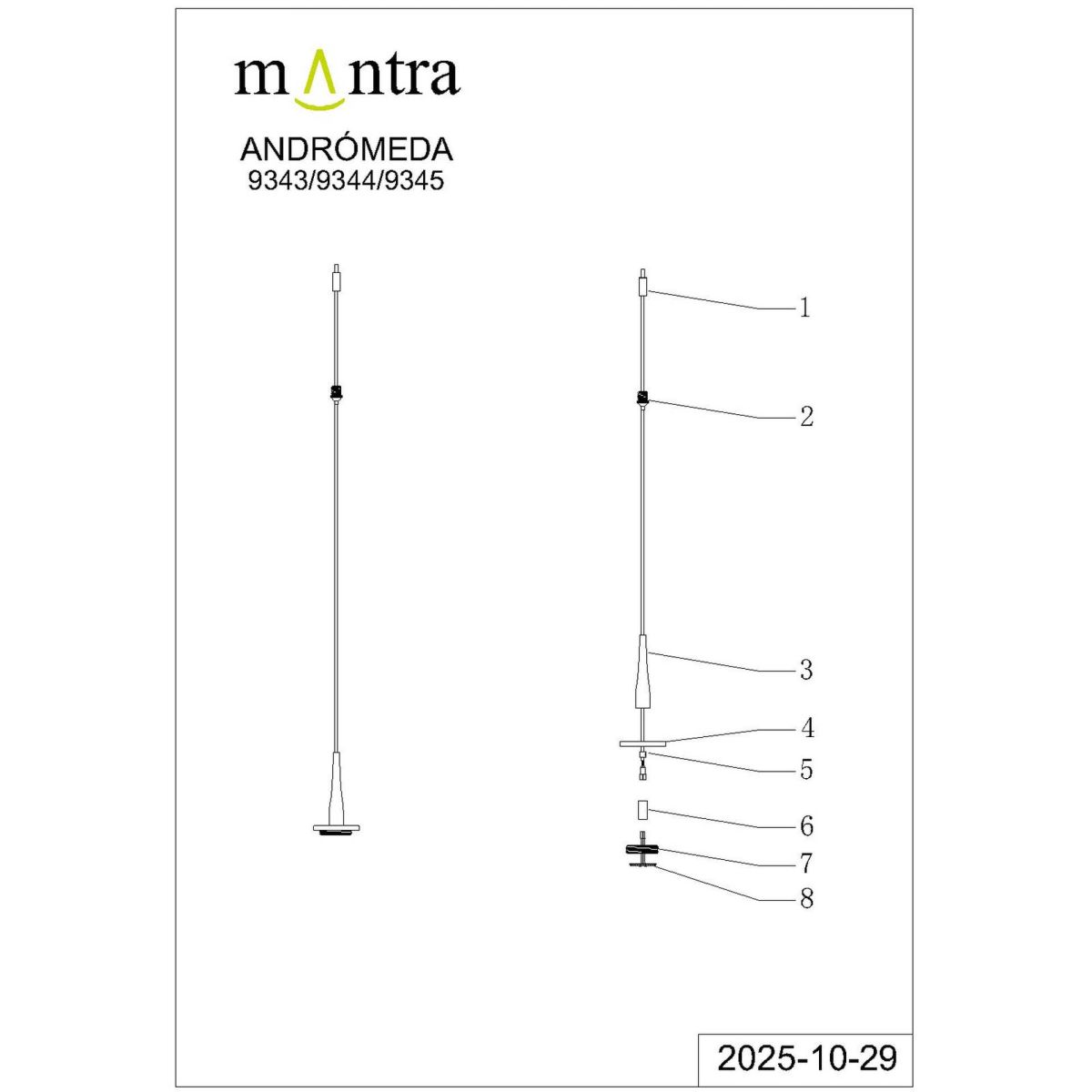 подвес светодиодный без плафона и основания mantra andromeda 9344
