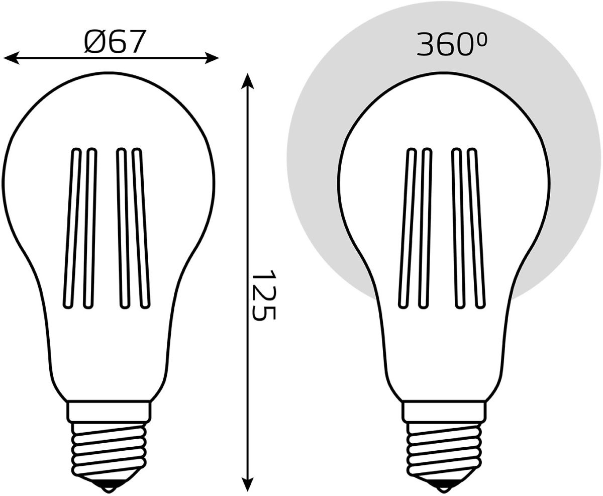 светодиодная филаментная лампа gauss basic filament е27 27w 4100к 40712272