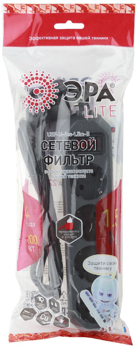 сетевой фильтр эра usf-m-4es-1.5m-b б0019740