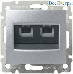 Розетка телефонная 2хRJ11 Legrand Valena алюминий 770139