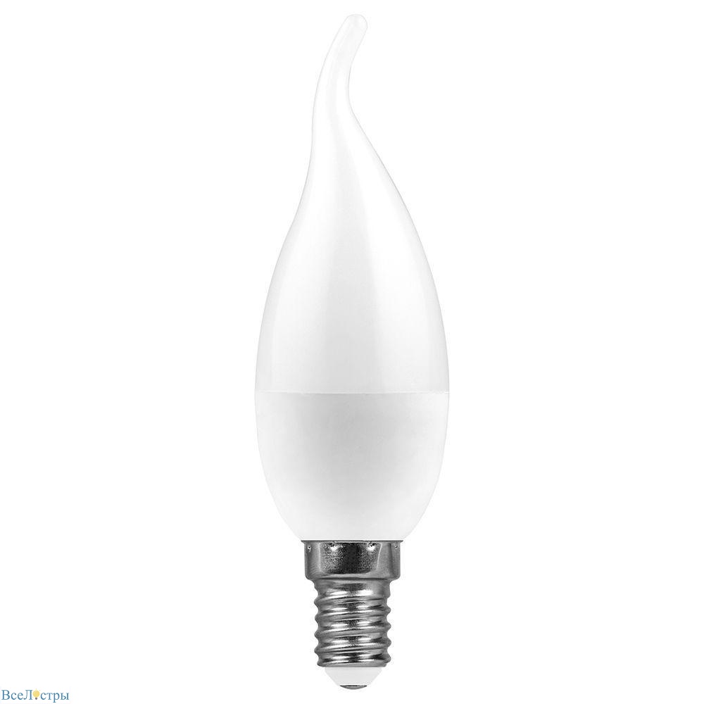 лампа светодиодная feron e14 9w 6400k матовая lb-570 38136