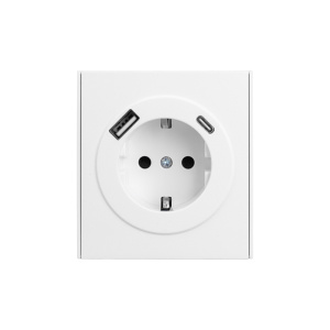 Розетка STRONG 1-ая с/з с/у з/ш 16А с USB A+C быстрой зарядки 5В/3А жемчуг KRANZ KR-78-0704-4