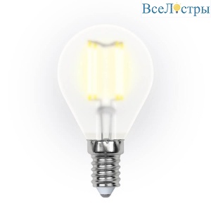 Лампа светодиодная филаментная (UL-00000303) Uniel E14 6W 3000K матовая LED-G45-6W/WW/E14/FR PLS02WH