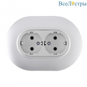 Круглая розетка двойная с/з и шторками Arte Milano SET08-double-40-2 silver