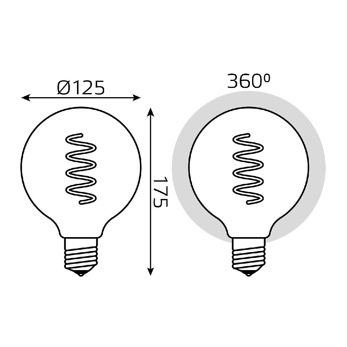 лампа светодиодная филаментная gauss e27 6w 2400k золотая 158802008