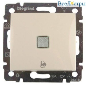 Выключатель кнопочный одноклавишный Legrand Valena 10A 250V с подсветкой Звонок слоновая кость 774115
