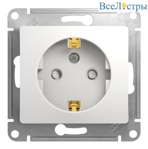 Розетка с/з со шторками Systeme Electric Glossa Бел GSL000145