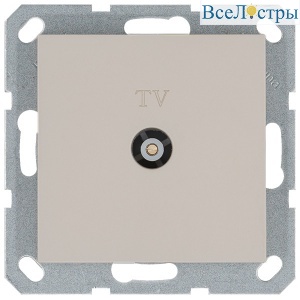 Розетка TV Ф9.5mm проходная с накладкой, цвет Тауп Jasmart G6002T