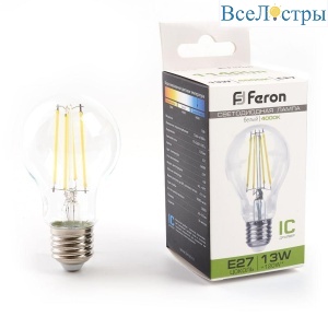 Лампа светодиодная филаментная Feron E27 13W 4000K прозрачная LB-613 38240