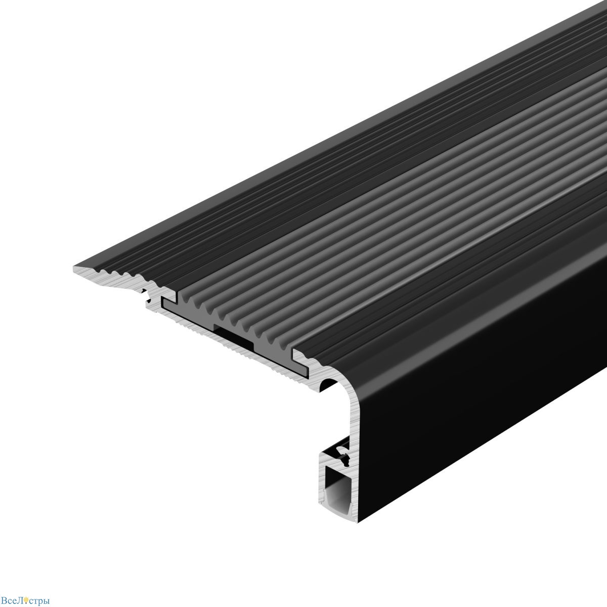 профиль arlight stair-w60-2000 anod black (алюминий) 060867