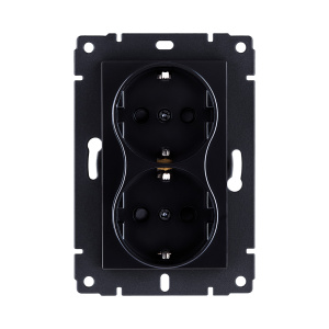 Розетка штепсельная SCHUKO двойная 16A/250 В, черный Kollinger REA-032BK для Aspekt, Eleganz, Reflex