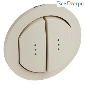 Лицевая панель Legrand Celiane переключателя двухклавишного с подсветкой слоновая кость 067824