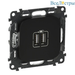 Розетка USB двойная Legrand Valena Allure 240V/5V 1500mA антрацит 754998