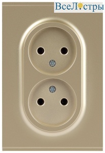 Розетка Эра Arktik 16-2107-04 без заземления двойная 2X2P 16А-250В шампань Б0071684