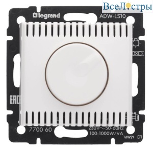 Диммер поворотный Legrand Valena 1000W белый 770060
