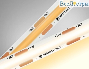 Светодиодная лента Ambrella Light 12W/m 480LED/m COB теплый белый 5M GS4701