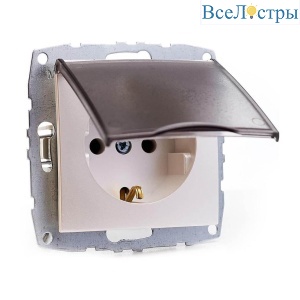 Розетка 2К+З Mono Electric Despina/ Larissa 16A 250V с крышкой винтовое подключение жемчуг 500-002521-118