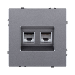 Розетка двойная Ethernet RJ45 Cat.6, серый Kollinger Eclipse EC-018GY