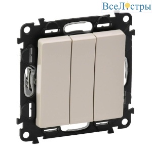 Выключатель трехклавишный Legrand Valena Life 10A 250V слоновая кость 752503