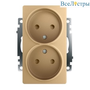 Розетка двойная 2P Stekker Катрин со шторками золото GLS10-7113-08 49225