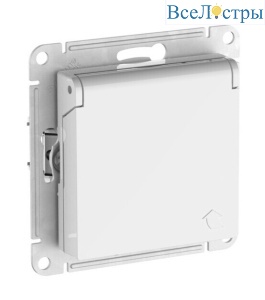Розетка с заземл. со шторк. с крышкой, 16А,IP20, мех., быстрозажим. клем. Systeme Electric AtlasDesign Белый ATN000146S